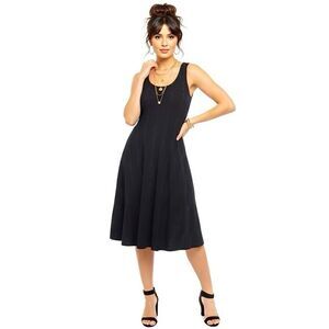 W. by Wantable Womens Dress Sz Medium Black Fit & Flared Textured Boho Bohemian